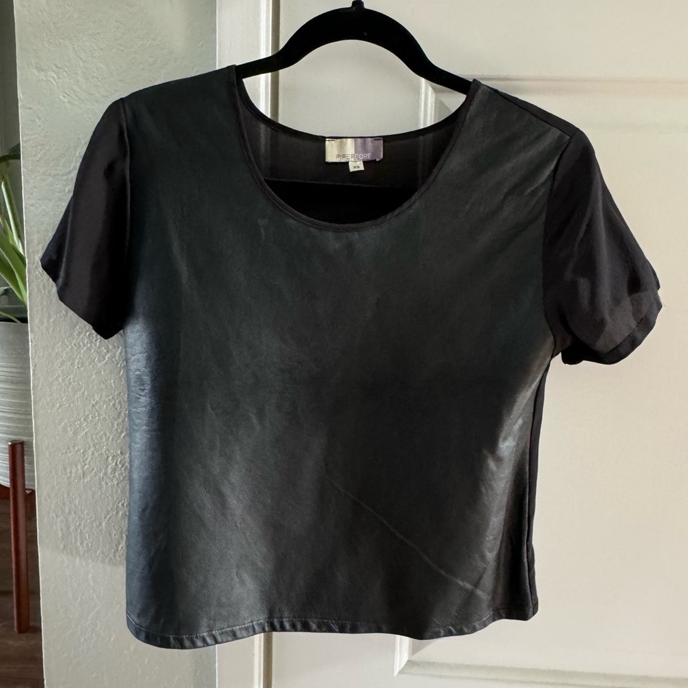Piper Gore Leather & Silk Top